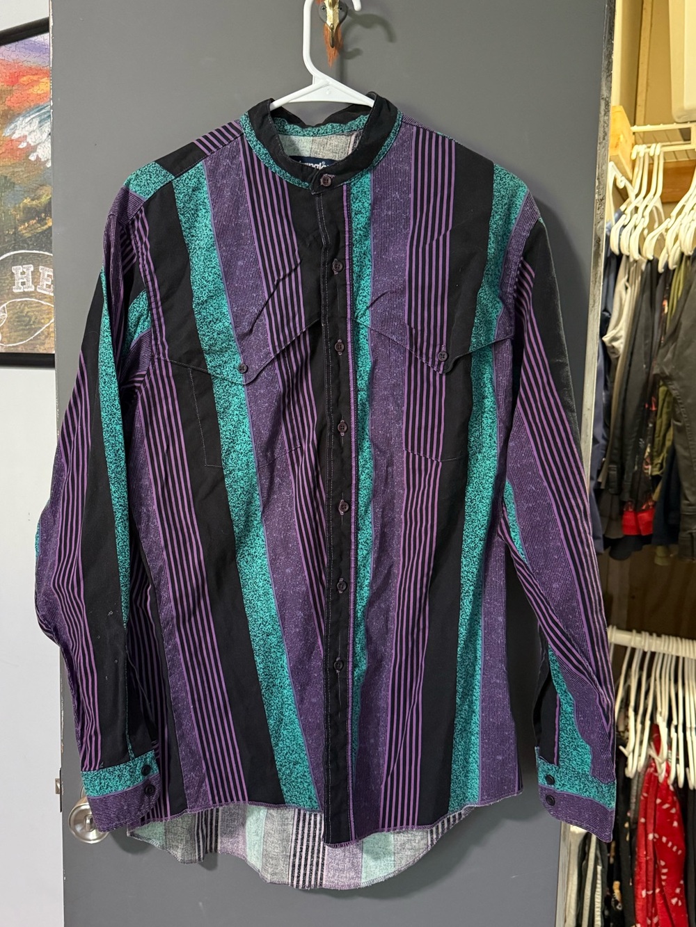 Wrangler Men's Vintage Brushpopper Long Sleeve Shirt Striped, Size 16-34